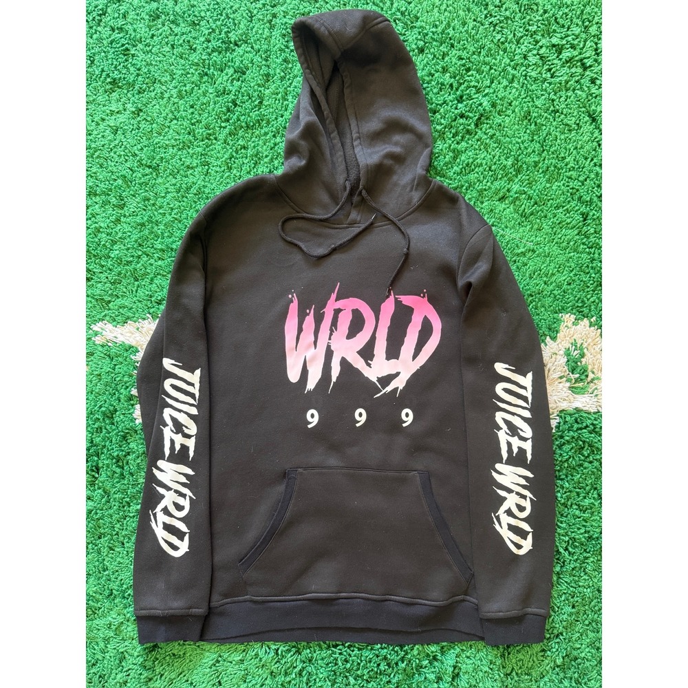 Juice‎ WRLD 999 Club Black Hoodie Pink Gradient WRLD Graphic Mens Medium
